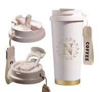 Tasse à Café Personnalisée avec Nom Mug Isotherme Cafe avec Couvercle & Paille Thermos Cafe Isotherme Inox Travel Mug Cadeaux Personnalisés pour Papa, Maman et Amis (Blanc)
