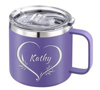 Tasse à café personnalisée en acier inoxydable - Gobelet de voyage isotherme avec poignée coulissante - Tasse gravée pour Noël, anniversaire, Saint-Valentin - Cadeau pour homme, femme, garçon