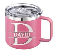 Tasse à café personnalisée en acier inoxydable - Gobelet de voyage isotherme avec poignée coulissante - Tasse gravée pour Noël, anniversaire, Saint-Valentin - Cadeau pour homme, femme, garçon