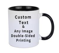 Tasse à café personnalisée en céramique personnalisable avec photo et texte - 325 ml - Cadeau unique pour anniversaire, anniversaire de mariage, Noël, famille, amis (noir)