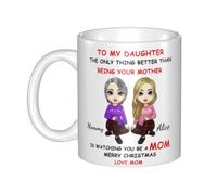 Tasse à café personnalisée pour ma fille de la part de maman avec nom portrait de dessin animé personnalisé The Only Thing Better Than Being Your Mother's is Watching You Be A Mom Tasse pour fille de