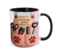 Tasse à café personnalisée pour toiletteur de chien, empreintes de pattes et outils de toilettage, tasse à café personnalisée pour toiletteur professionnel, motif empreintes de pattes M-UG cadeau pour