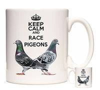 Tasse à café Pigeon Keep Calm and Race Pigeons. Tasse en céramique de 325 ml pour les amateurs de pigeons.