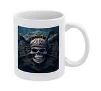Tasse à café pirate squelette pour femme, tasse en céramique avec grande anse, tasse à thé personnalisée pour homme, tasse ronde classique pour la maison, le bureau, le restaurant, cadeau de pendaiso