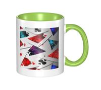 Tasse à café polygonal en céramique bicolore avec cartes à jouer 330 ml - Tasse à thé classique, tasse cadeau, passe au micro-ondes, au bureau et à la maison