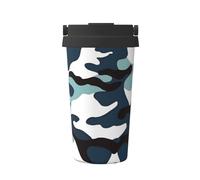 Tasse à café portable de grande capacité camouflage marine - 12 heures de conservation de la chaleur et de conservation du froid, adaptée pour les voitures, les bureaux, etc.
