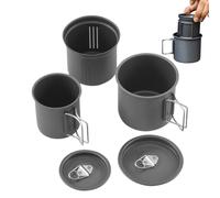 Tasse à café pour camping - 9,4 x 9,4 x 7,8 cm - Tasse de camping pliable portable 3 pièces empilables avec poignée pliable pour l'extérieur, la randonnée, la survie, l'aventure, la pêche, le feu de
