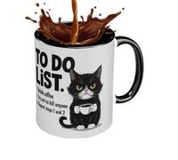 Tasse à café pour chat - Gobelet en céramique pour liste de choses à faire - Bouteille isotherme réutilisable pour la famille, les collègues, les amis, les amoureux des animaux de compagnie