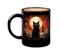 Tasse à café pour chat noir en céramique - tasse à café en céramique | Halloween Black Cat Cup | Halween Cup Cats | Coupes portables festives pour travaillent des femmes amis jus de fruits l