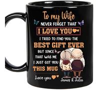 Tasse à café pour femme de la part de son mari pour anniversaire de mariage, anniversaire, fête des mères ou Noël - To my Wife I wish I could turn back the clock, Wifey Hers (Noir, 445 ml)