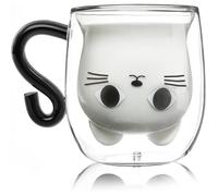 Tasse à café - Qinhai - Double paroi - Design chat - 250 ml - Idée cadeau