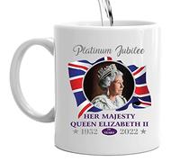 tasse à café Reine commémorative Elizabeth II | Tasses commémoratives la reine avec drapeaux Union Jack | Verre à eau Queen's Platinum Jubilee Merchandise 2022 | Cadeaux décoration pour Remember Queen