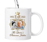 tasse à café Reine commémorative Elizabeth II | Tasses commémoratives la reine avec drapeaux Union Jack | Verre à eau Queen's Platinum Jubilee Merchandise 2022 | Cadeaux décoration pour Remember Queen