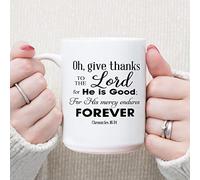 Tasse à café religieuse en céramique avec inscription « Oh, Give Thanks to The Lord, for He is Good! » 445 ml