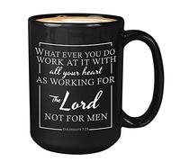 Tasse à café religieuse - Whatever You Do Work At It With All Your Heart - Verse de la Bible Religion Priant Église chrétienne Colossiens 3:23