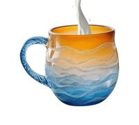 Tasse À Café Résine Artistique Plage Coucher Mer Design Poignée Style