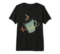 Tasse à café rétro avec battements de cœur pour Amateurs de caféine T-Shirt Haut de Gamme