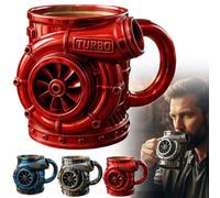 Tasse à café rétro en acier inoxydable avec moteurs V8 - Tasse mécanique 3D en acier inoxydable - Double paroi d'isolation de voiture avec poignée - Parfait pour la fête des pères, mari, mécanicien