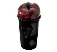 Tasse à café rétro en céramique émaillée 400 ml avec couvercle en forme de pomme. Tasse de bureau thermique rétro élégante et anti-poussière. Excellent cadeau. Design anti-brûlure.