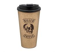 Tasse à café réutilisable en liège avec couvercle anti-fuite et double paroi d'isolation - Mug à café et thé pour voyage et travail, 425 ml