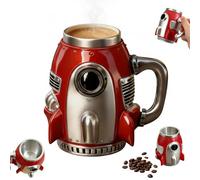 Tasse à café Rocket - Tasse à thé créative en résine avec poignée en forme de vaisseau spatial 3D - Décoration de bureau unique sur le thème de l'espace - Cadeau d'astronaute cool pour homme, fans de