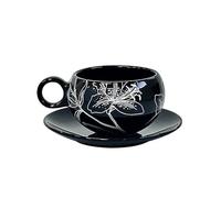 Tasse à café simple en céramique noire et blanche de 270 ml pour la maison, rétro, exquise