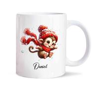 Tasse À Café Singe De Noël Blanc Mug Personnalisé Mug À Café Anti Taches Mugs Maman pour Cadeau d'anniversaire Cadeaux Réconfortants 330Ml