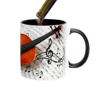 Tasse à café sur le thème de la musique - Fun Music Lover's Ceramic Cup avec du piano violon | Conteneur de boisson chaude artistique pour le plaisir de thé au thé