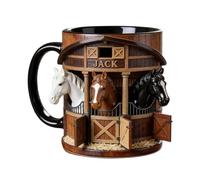 Tasse à café - Tasse à café 330 ml sur le thème des chevaux, récipient à latte pour une utilisation chaude, tasse à thé en céramique avec poignée ergonomique, ustensiles de cuisine, verre à bière
