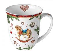 Tasse à café - Tasse à thé - 0,4 l - En porcelaine fine - Pour Noël, Avent (cheval à bascule 2)