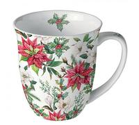 Tasse à café - Tasse à thé - 0,4 l - En porcelaine fine - Pour Noël, Avent (fleurs de Noël)