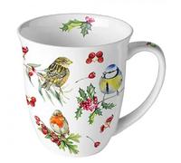 Tasse à café - Tasse à thé - 0,4 l - En porcelaine fine - Pour Noël, Avent (oiseaux)