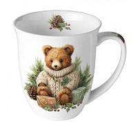 Tasse à café - Tasse à thé - 0,4 l - En porcelaine fine - Pour Noël, Avent (ours en peluche dans un pull)