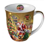 Tasse à café - Tasse à thé - 0,4 l - En porcelaine fine - Pour Noël, Avent (Père Noël sur le sapin de Noël)