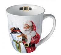 Tasse à café - Tasse à thé - 0,4 l - En porcelaine fine - Pour Noël et l'Avent (Père Noël et bonhomme de neige)