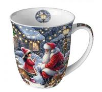 Tasse à café - Tasse à thé - 0,4 l - En porcelaine fine - Pour Noël, l'Avent (bavarder avec le Père Noël)
