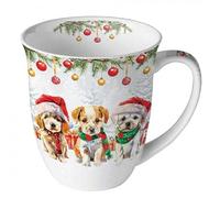 Tasse à café - Tasse à thé - 0,4 l - En porcelaine fine - Pour Noël, l'Avent (trois chiots)
