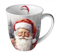 Tasse à café - Tasse à thé - 0,4 l - Tasse en porcelaine fine - Pour Noël, Avent (Père Noël joyeux