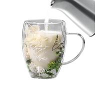 Tasse à café - Tasse à thé en verre résistant à la chaleur | Tasse à café en verre de 350 ml avec sèche - Tasse à double paroi isolée sous vide pour cappuccino, latte, lait - 8,9 x 5,5