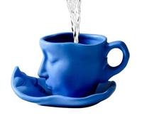 Tasse à café, tasse à thé et soucoupe en céramique pour couple de baisers - 100 tasses d'art abstrait pour amoureux du visage stéréo sculpture de visage soucoupe pour la Saint-Valentin