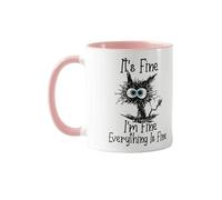 Tasse à café, tasse avec motif chat noir, « It's Fine I'm Fine Everything is Fine », cadeau amusant pour les amoureux des chats, cadeau pour les amoureux des chats, cadeau pour propriétaire de chat