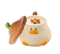Tasse à café - Tasse d'anniversaire mignonne pour femmes, hommes, éléphant blanc, drôle pour collègues | Tasse 3D canard animal avec couvercle de chapeau, 400 ml, céramique de dessin animé, vaisselle