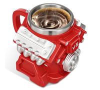 Tasse à café, tasse de voyage en acier inoxydable de 200 ml avec anse, tasse à café à moteur rétro 3D, bouteille d'eau personnalisée avec coque extérieure en résine pour les amateurs de café, de lait