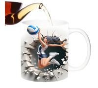 Tasse à café, tasse en céramique de volley-ball, tasse en céramique à motif de volley-ball, tasse à café de nouveauté de volley-ball en céramique plate de 11 oz, tasse de conception sportive