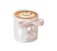Tasse à café tendance avec nœud - Tasse à café féminine en céramique élégante | 355 ml - Gobelet et élégant avec poignée ergonomique - Gobelet réutilisable pour maison, café, magasins