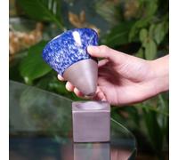 Tasse à café - thé en grès avec soucoupe conic cubic bleue