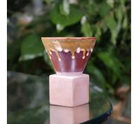 Tasse à café -thé en grès avec soucoupe conic cubic crème