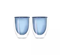 Tasse à café thé en verre double paroi 22 cl WD Lifestyle Bleu - les 2