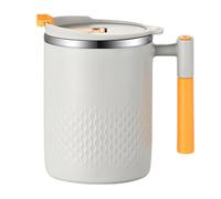 Tasse à café thermique de 450 ml, tasse isolum à double couche avec poignée de couvercle, tasse portable en acier inoxydable | Manuel de boissons froides chaudes tasse thermique, tasse de thé de café