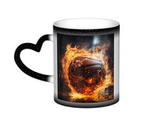 Tasse à café thermique en céramique avec inscription « Basketball on fire and water flame splash » pour hommes et femmes - Cadeau amusant - 325 ml